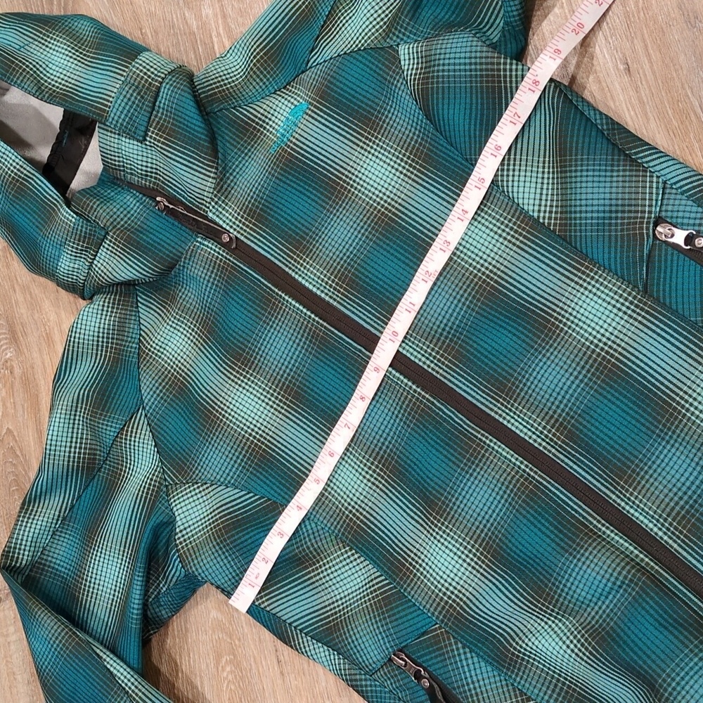 💙💚 The North Face Blue Checker Pattern Fleece Lined Jacket Women's size M 💚💙 - Picture 6 of 12